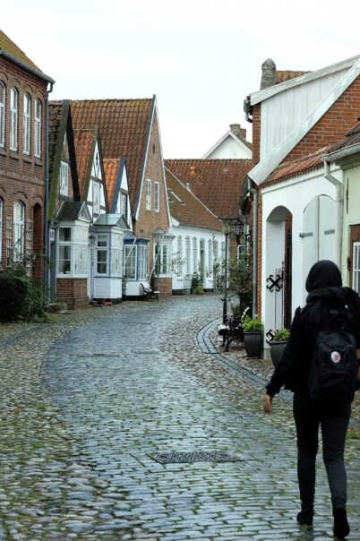 Cozy cobbled street in Tønder