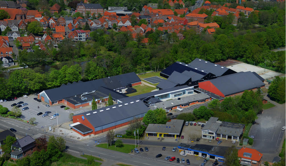 Luftfoto af Tønderhallerne
