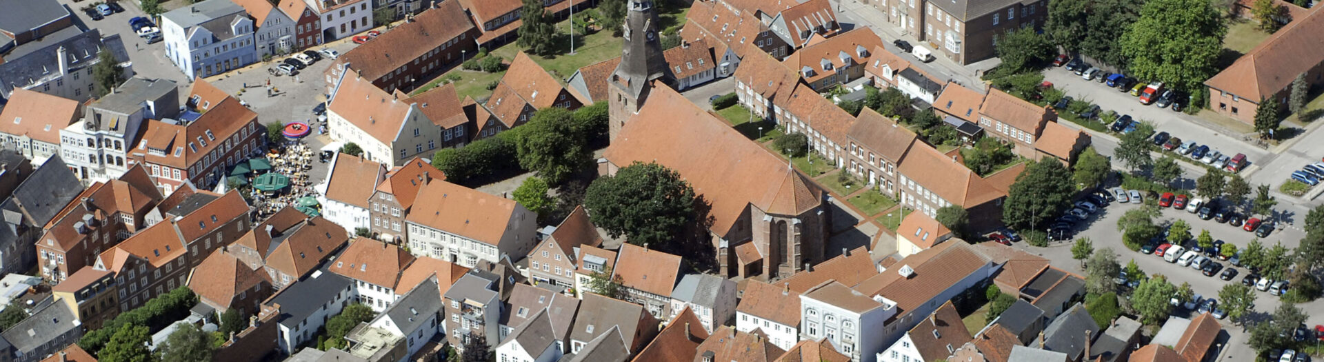 Picture of Tønder taken from a helicopter perspective